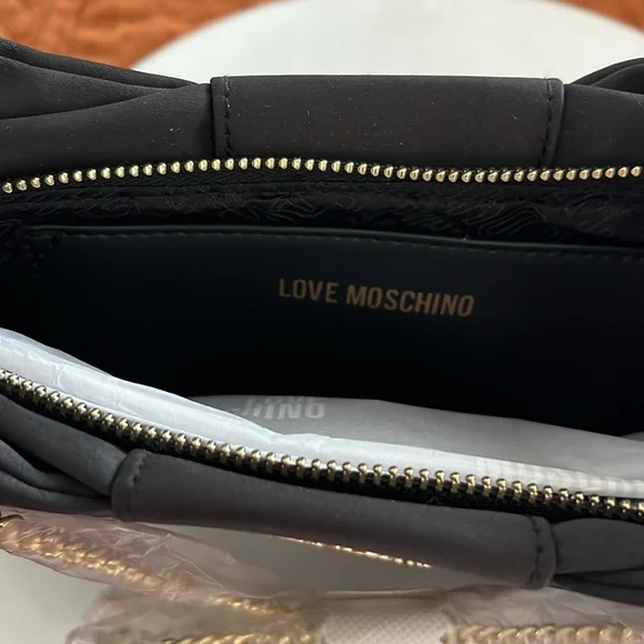 LOVE MOSCHINO BORSA SATIN NERO BRAND NEW - Picture 4 of 4